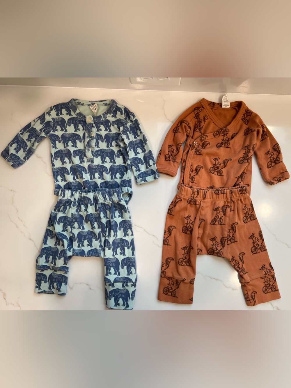 Kate Quinn Organic Baby 3-6m Elephant and Squirrel on Bike set